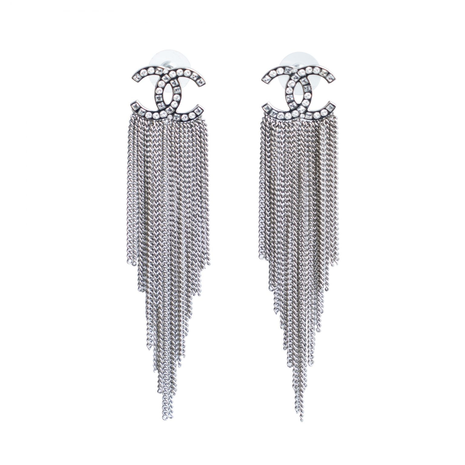 Chanel Crystal CC Chain Drop Earrings - Janet Mandell