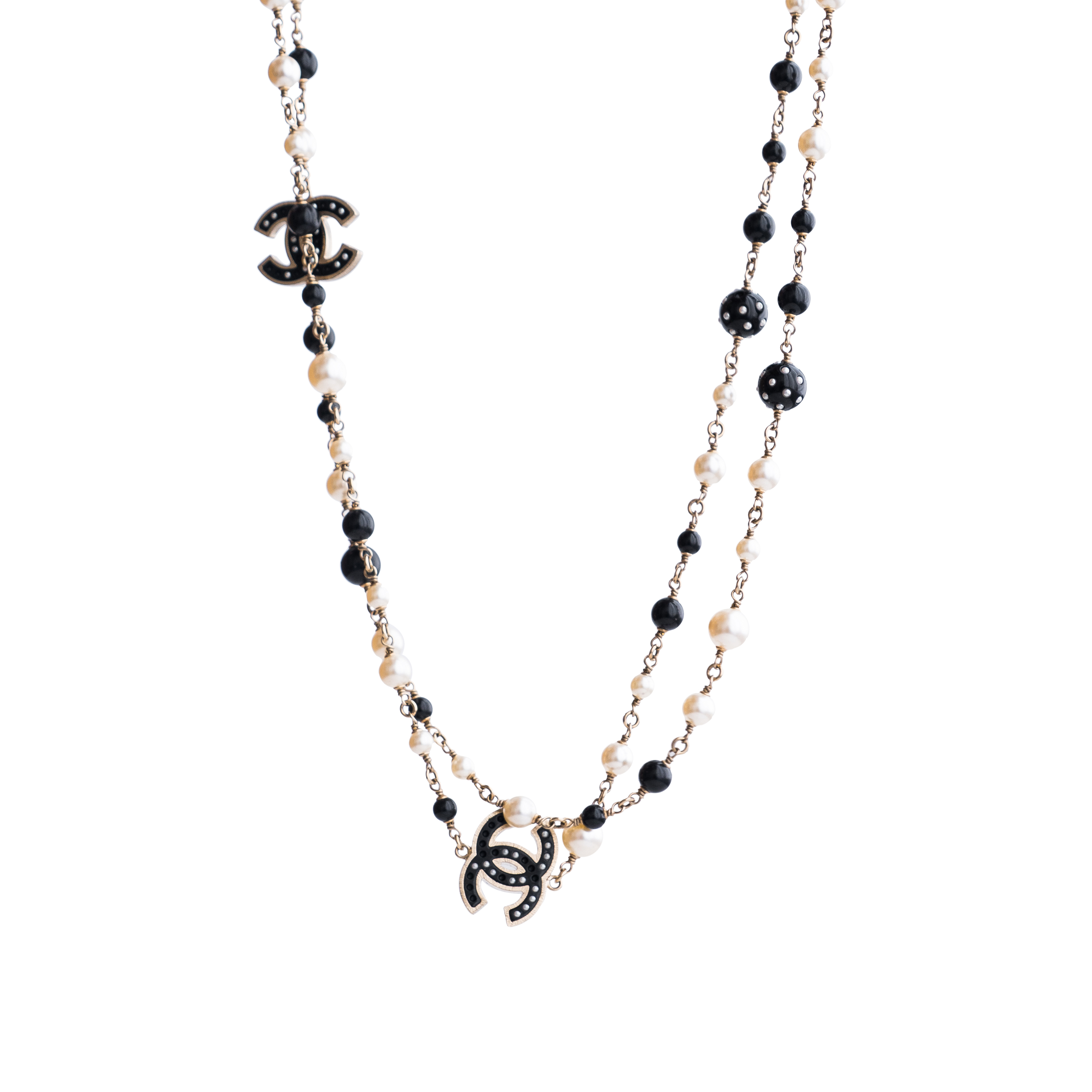 chanel double pearl necklace