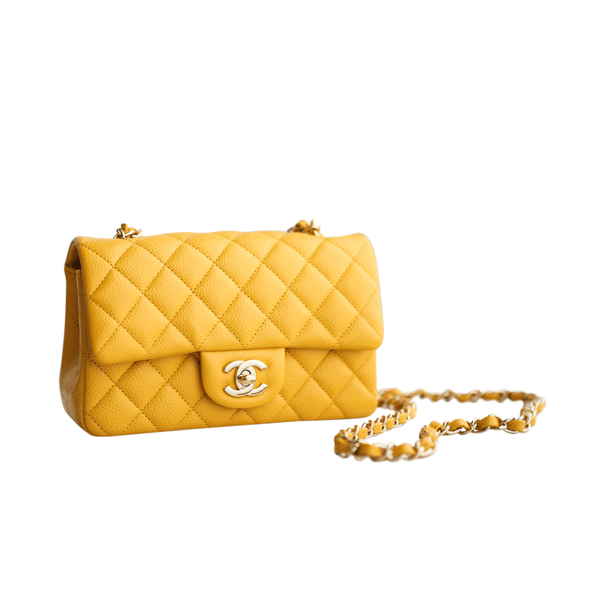 Chanel 19S Classic Small Double Flap Iridescent Yellow Caviar   ＬＯＶＥＬＯＴＳＬＵＸＵＲＹ