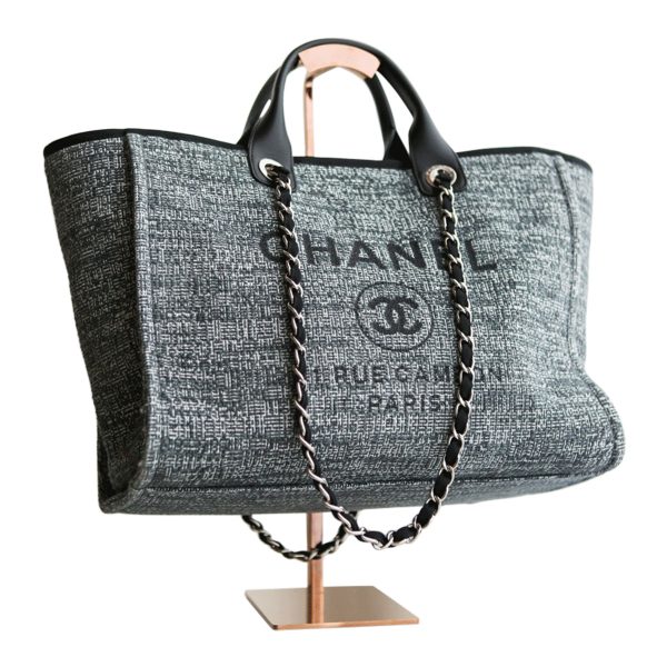 Chanel Deauville Tote Large Grey in Canvas with Silver-tone - US