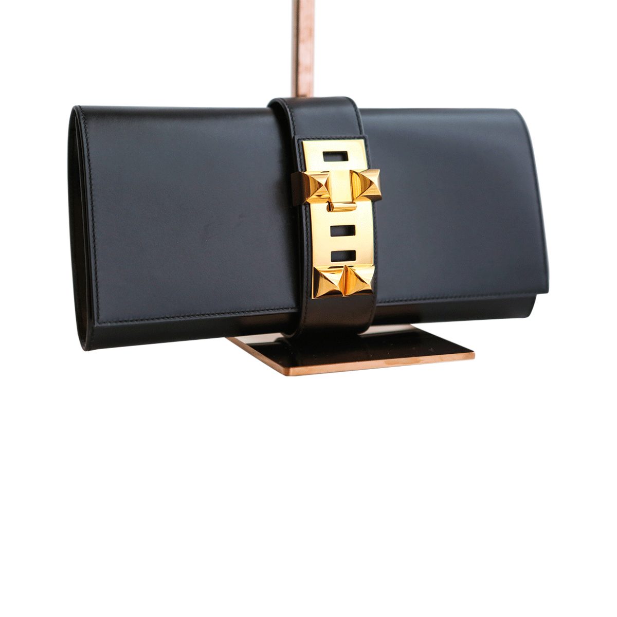 Black Hermès Medor 29cm Clutch - Janet Mandell