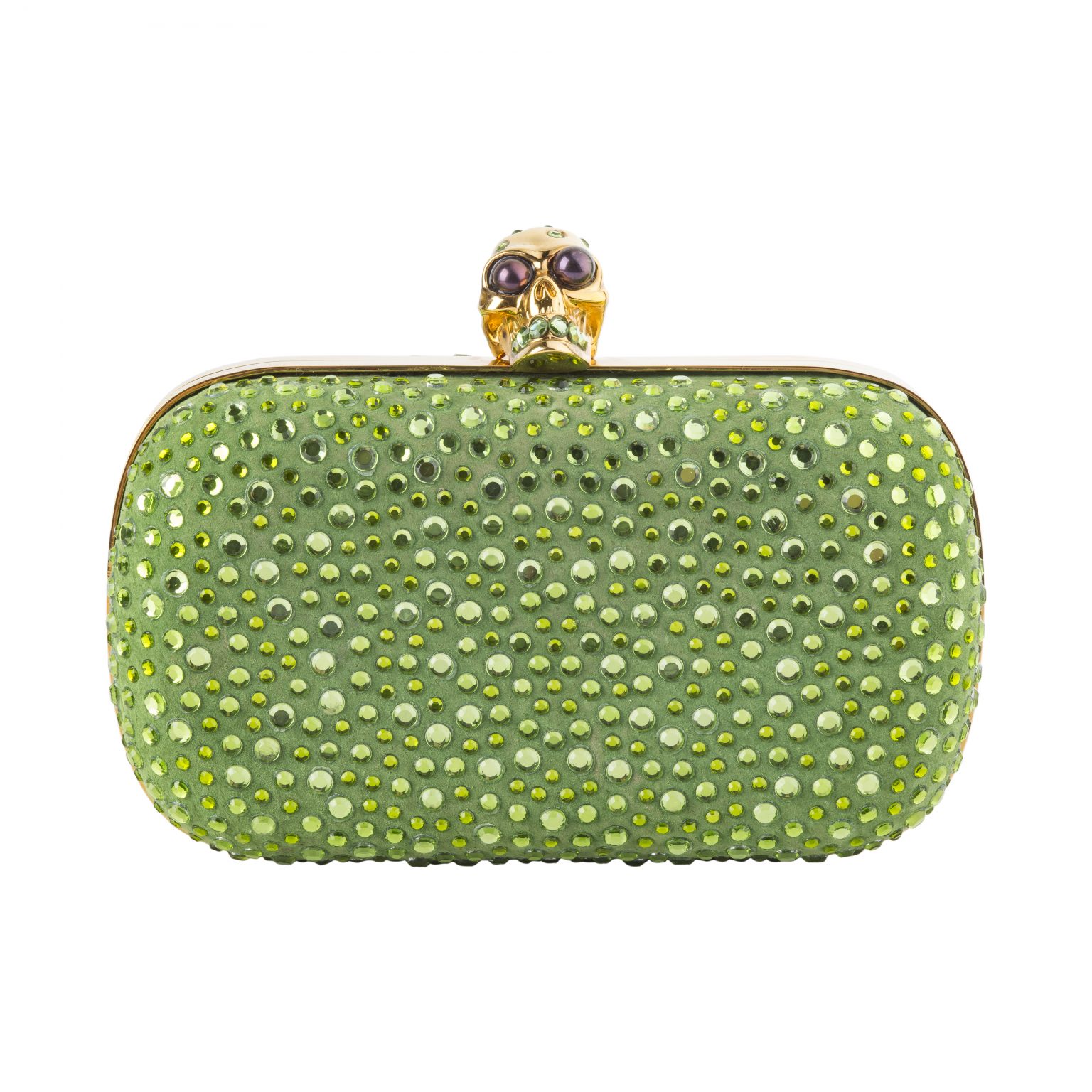 NWT Bessie London Coutrue 2024 Green Clutch w/Rhinestone Skull