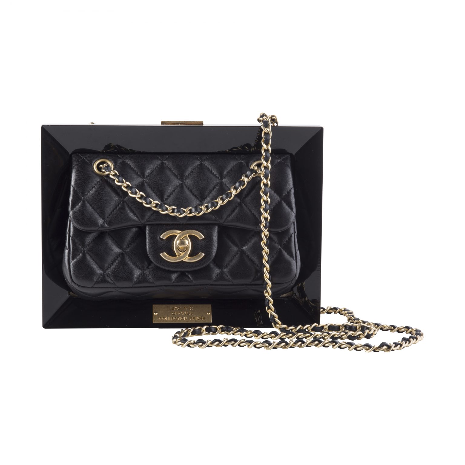 Chanel Limited Edition Black Lucite Lambskin Leather Frame Bag