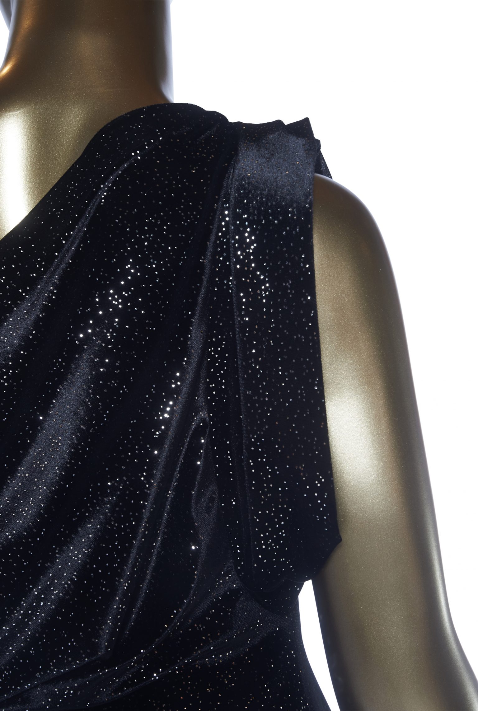 Attico One Shoulder Glitter Dress - Janet Mandell