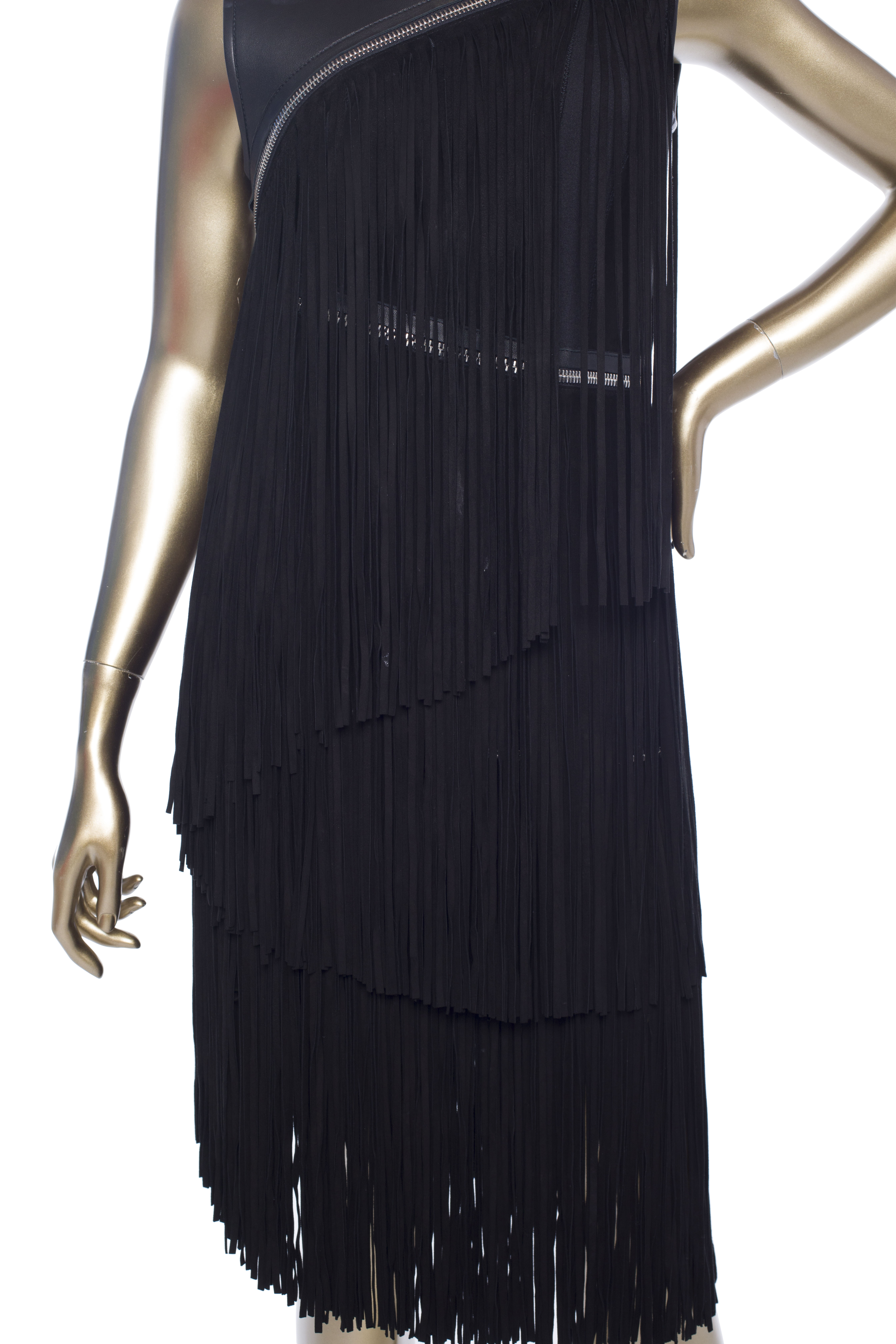 Dsquared² Leather Fringe Trimmed Dress - Janet Mandell