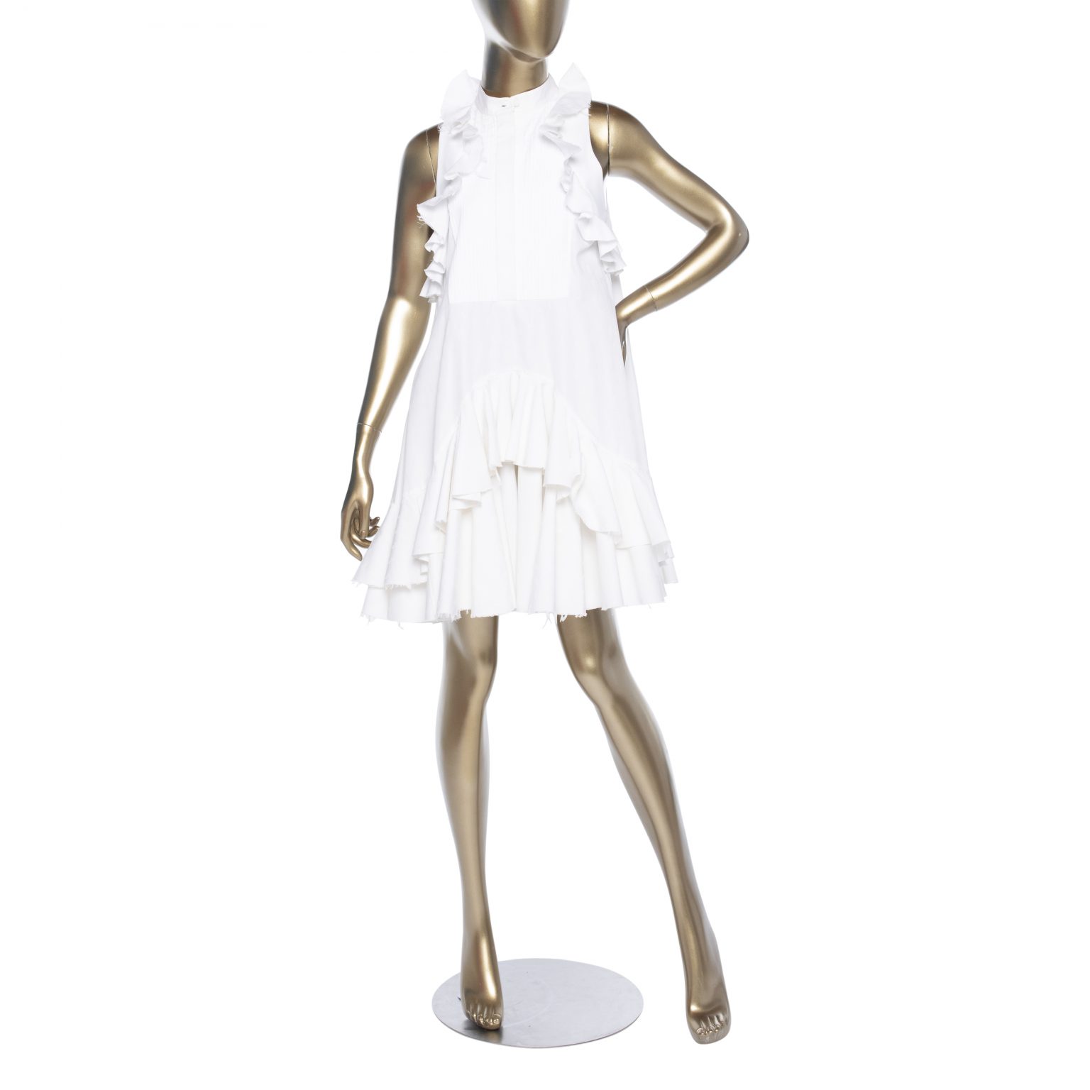 Alexander McQueen flared sleeveless minidress - White