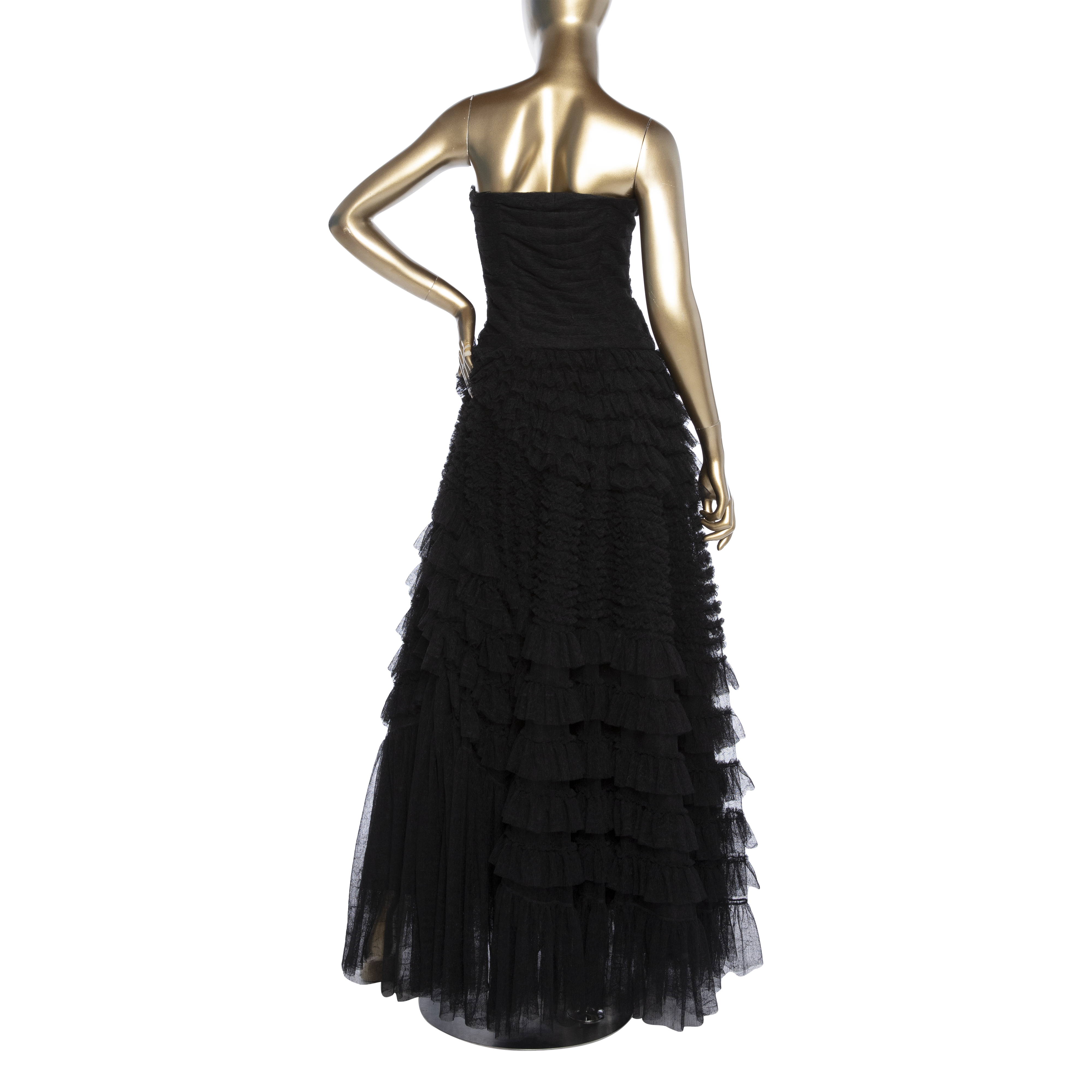 STARPIECE! CHRISTIAN DIOR COUTURE 2020 GOLD EMBROIDERED TULLE MAXI DRESS  (FR36)