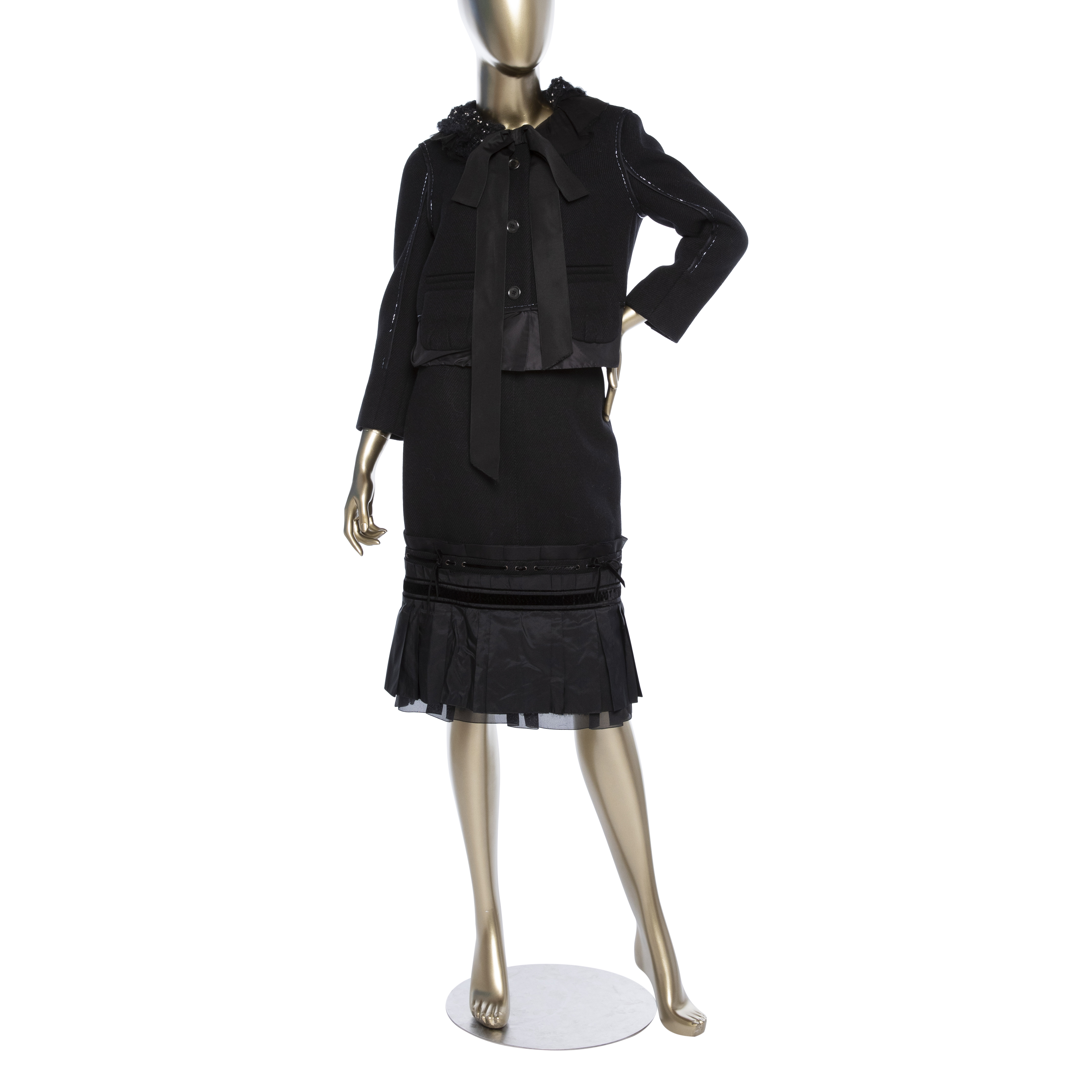 Louis Vuitton Embellished Tweed Skirt Set - Janet Mandell