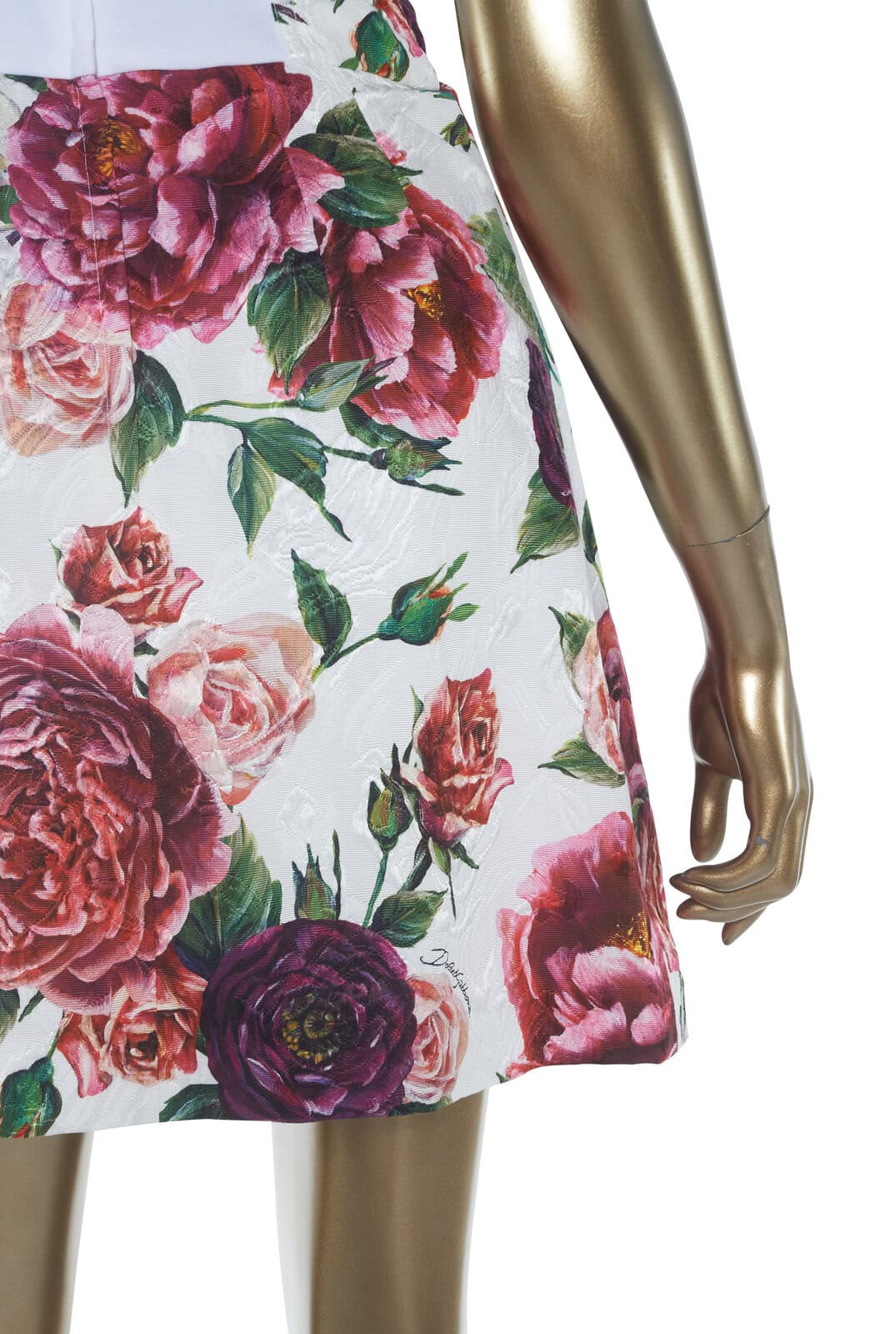 【関税＆送料込み】Dolce & Gabbana Rose And Peony-Print Pad Calf-length cady shirt dress with peony and rose print in