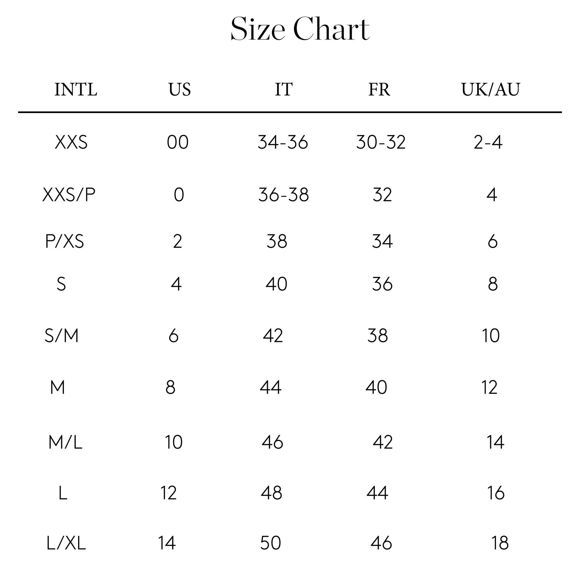 Alberta Ferretti Size Chart