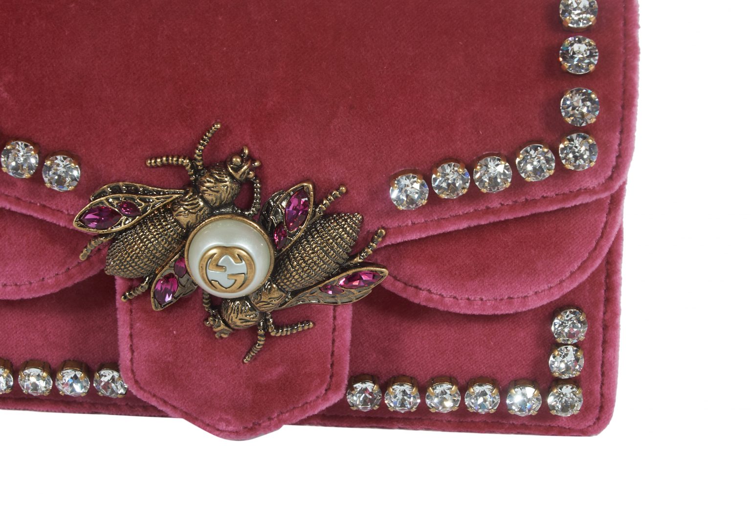 Gucci Velvet Mini Bee Bag with Crystal Embellishments - Janet Mandell