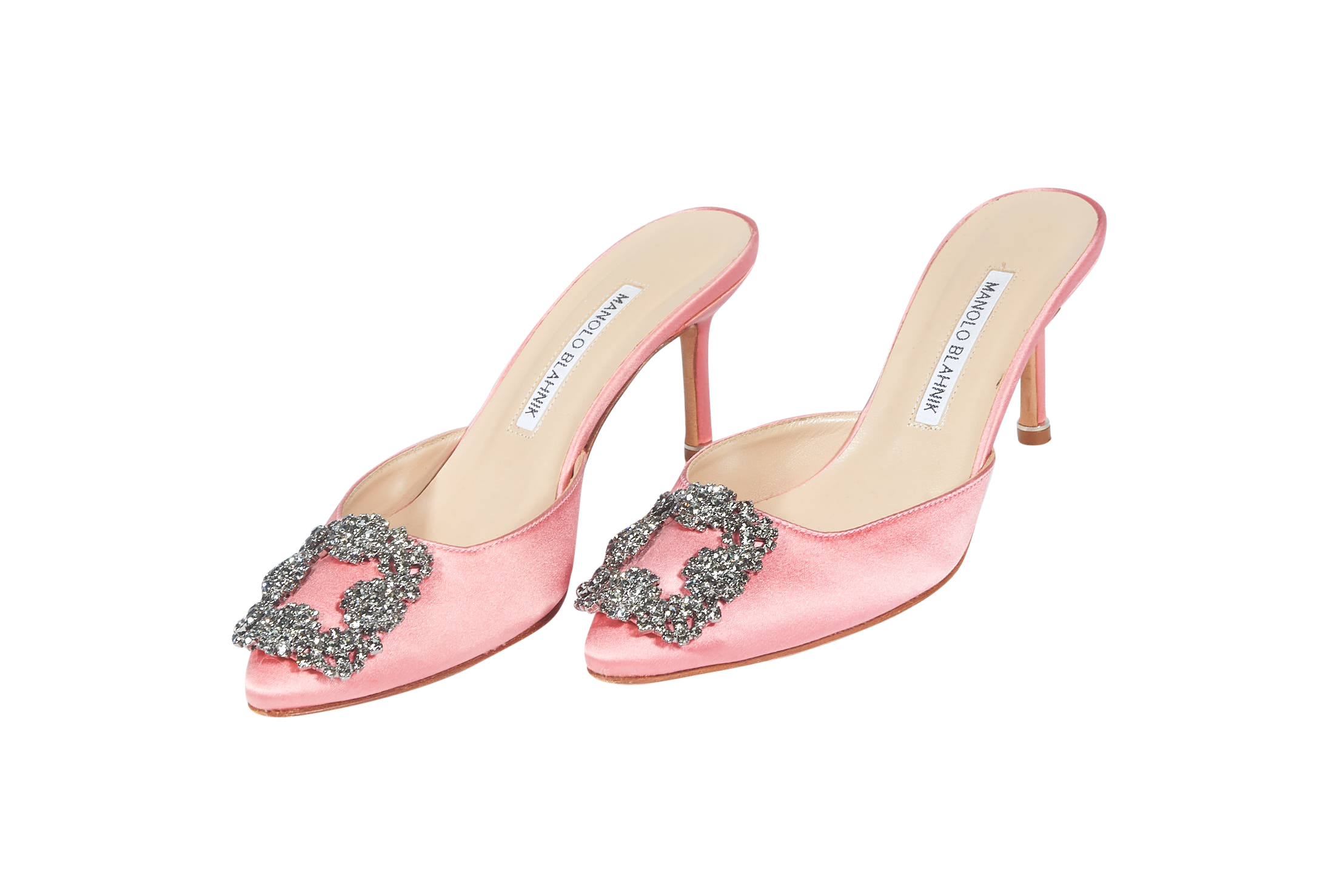 Manolo Blahnik Mules with Rhinestone Embellishments - Janet Mandell