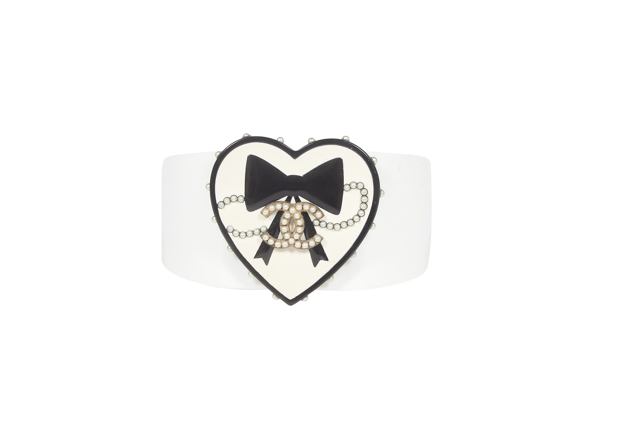 Chanel White Cuff with Black Bow - Janet Mandell