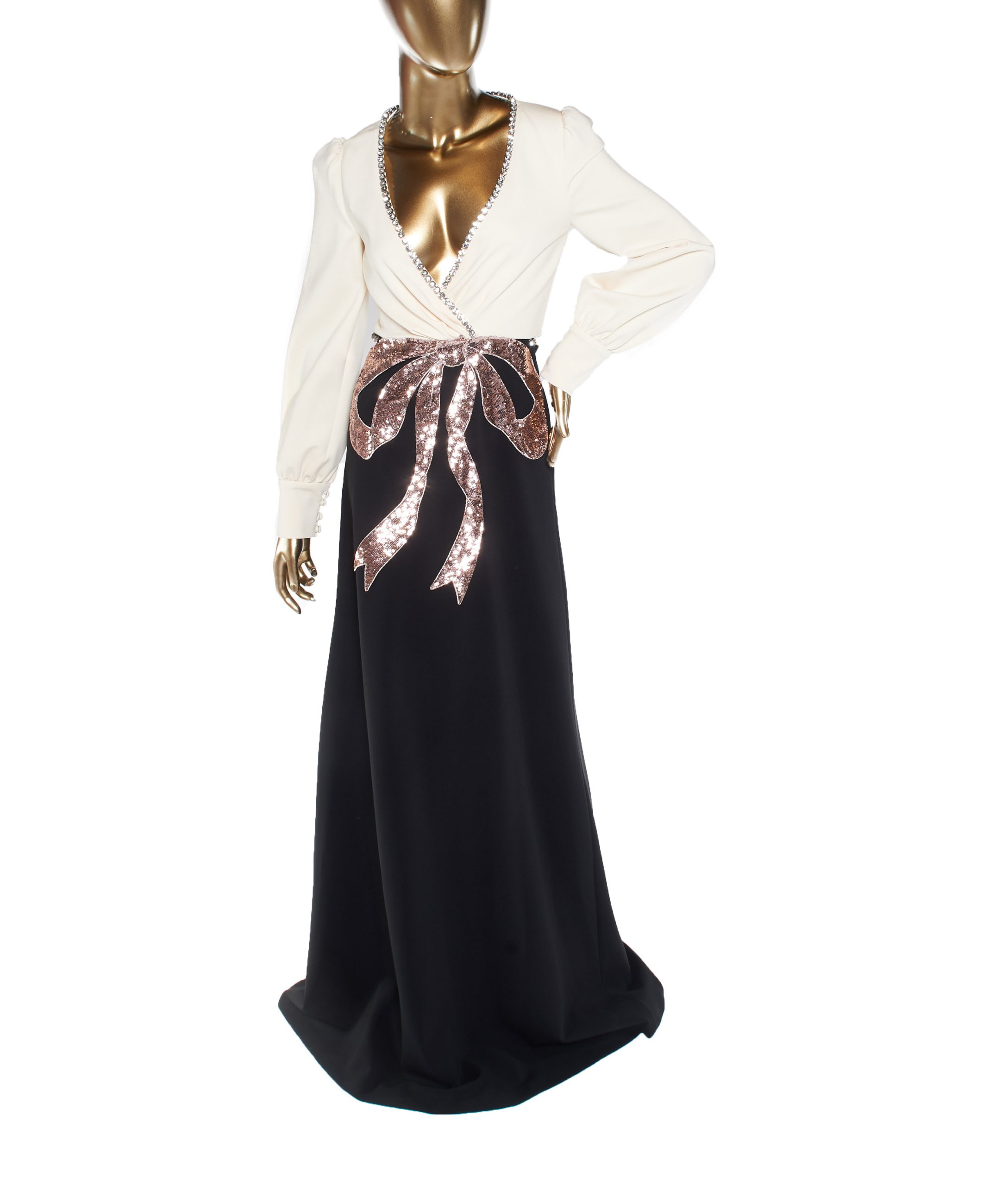 Gucci Long-Sleeve Evening Gown With Bow - Janet Mandell