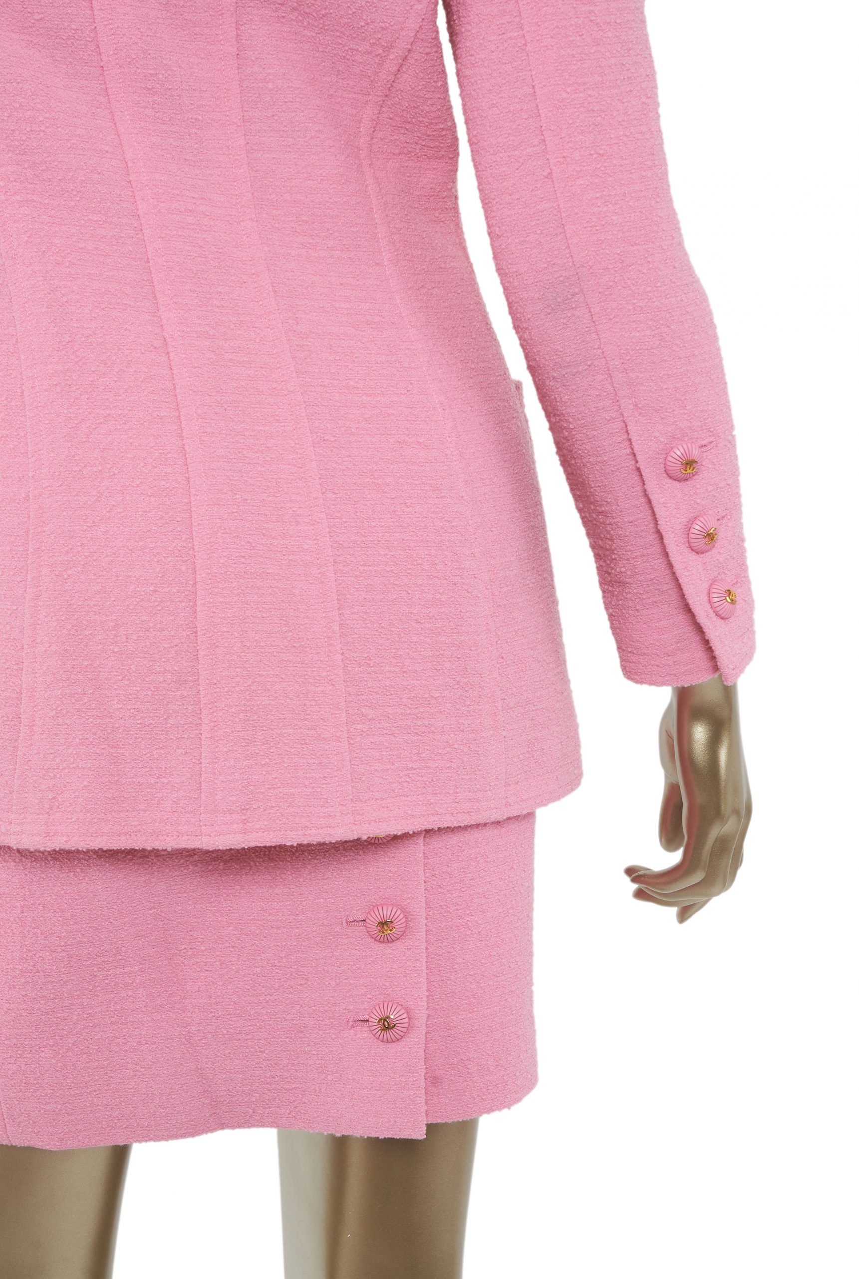 chanel skirt suit pink