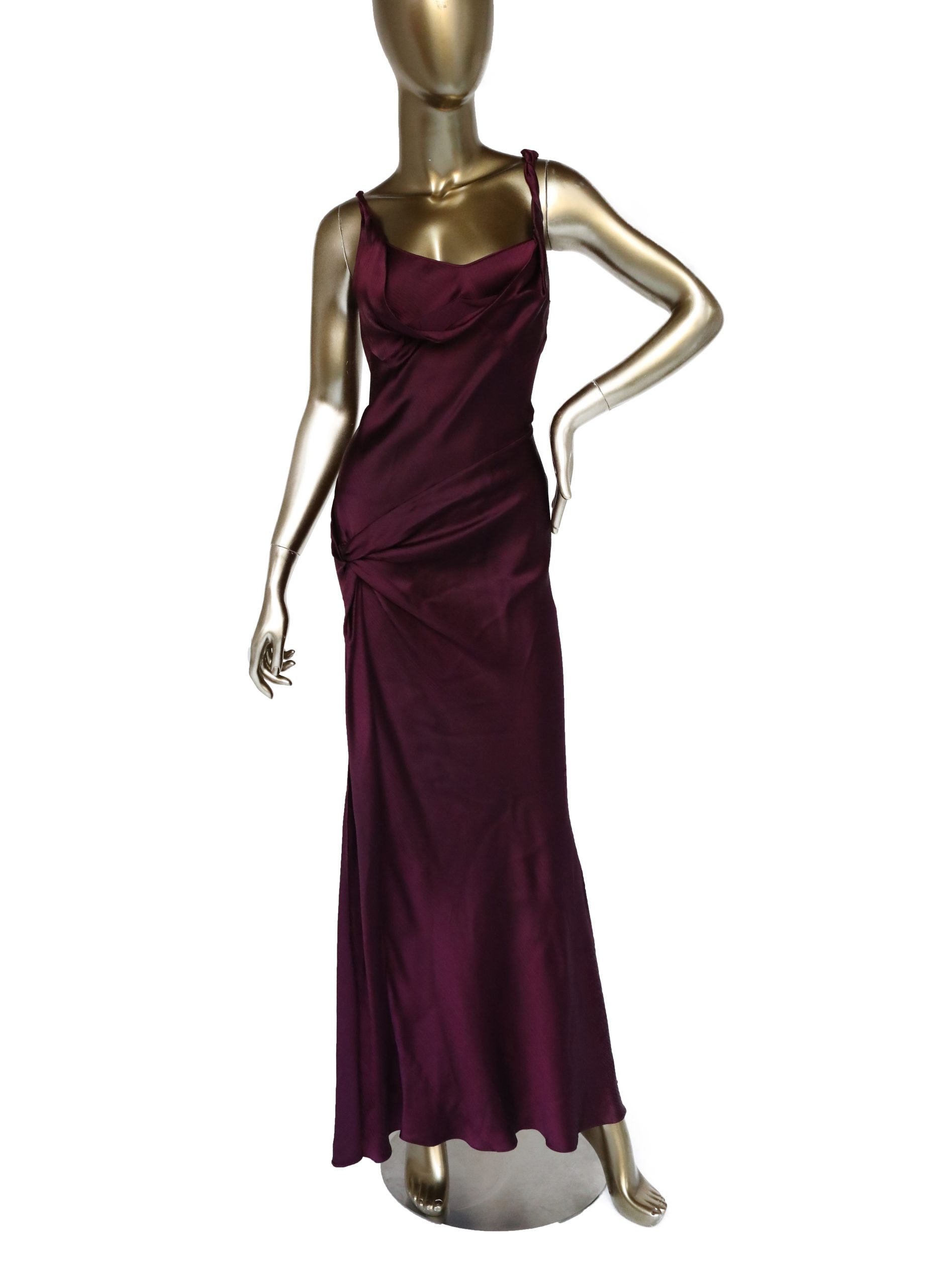 John Galliano Vintage Spring 2001 Burgundy Slip Dress - Janet Mandell