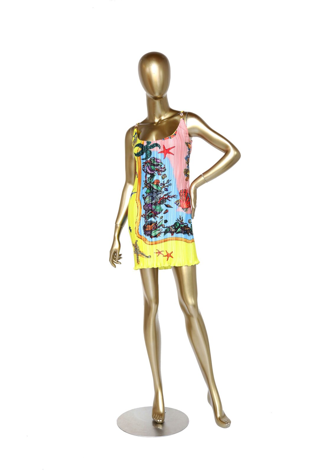 Versace Trésor De La Mer Print Pleated Mini Dress