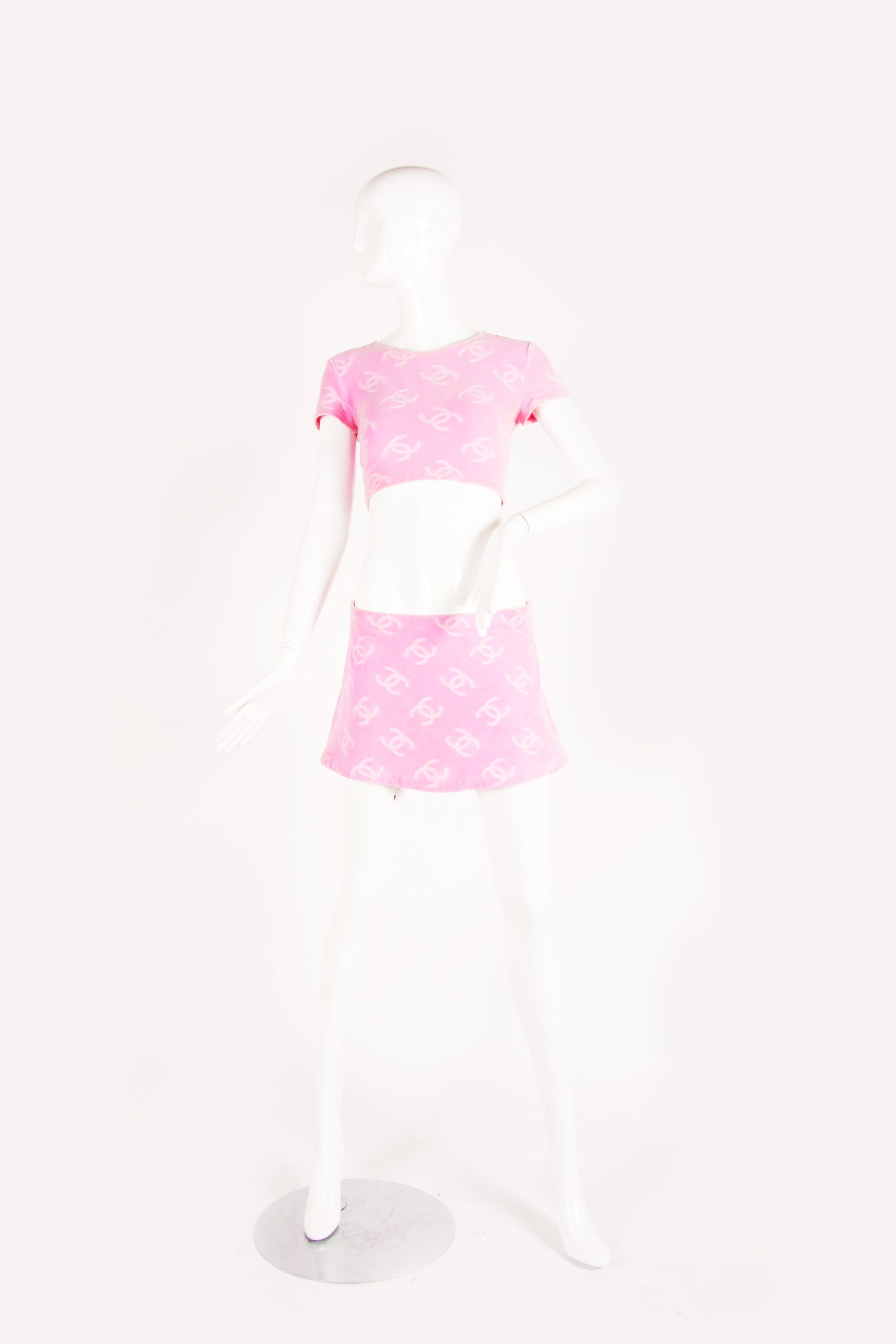 chanel two piece set pink