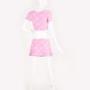 VINTAGE Chanel Velour Pink Crop Top and Skirt - Janet Mandell
