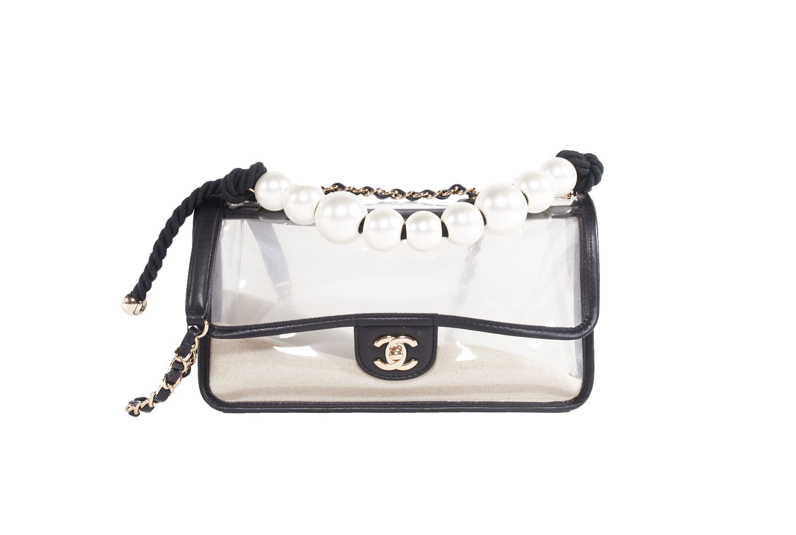 Chanel Spring 2019 Sand By The Sea Flap Bag Pearl PVC Clear - Janet Mandell