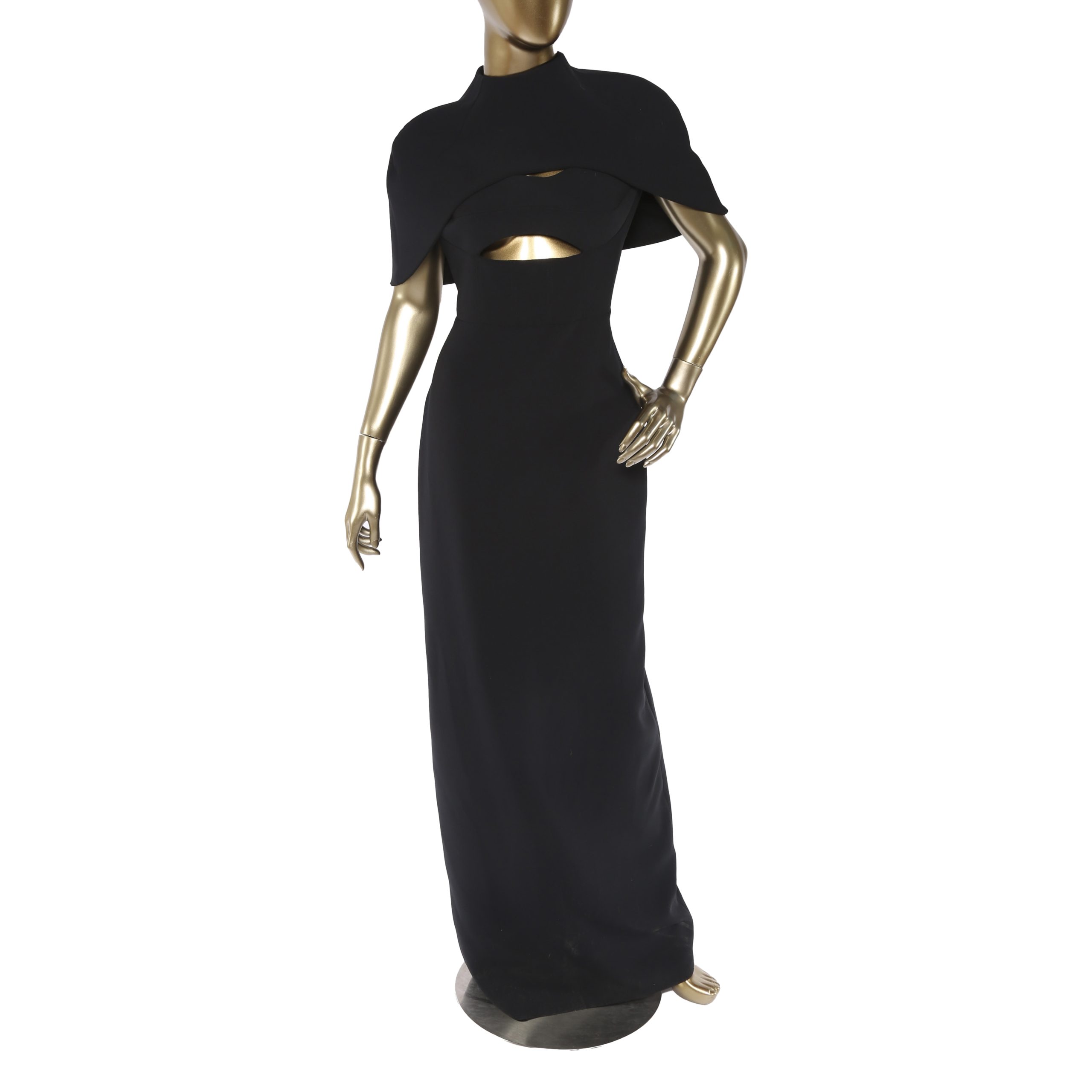 Brandon Maxwell Bustier Cape Sleeved Cutout Gown - Janet Mandell